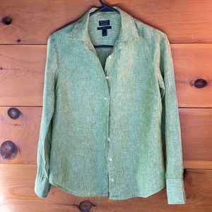 J. Crew Baird Mcnutt Irish Linen Women’s Green Button Down Shirt Size 0